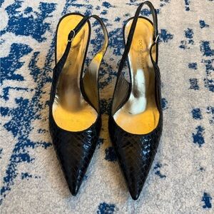 Dolce & Gabbana Black Textured Slingback Heels